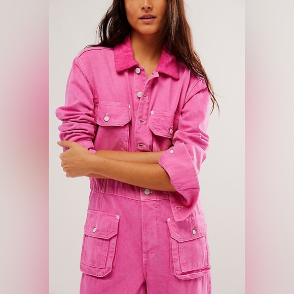 Free People Geronimo Jumpsuit Coverall We The Free - PINK -  XS - NWOT - Picture 3 of 9